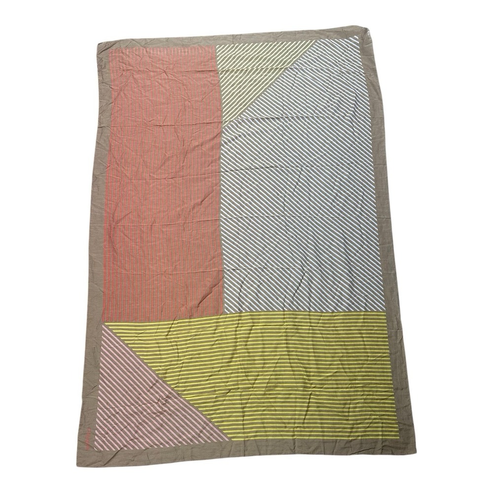 Coach New York XL Geometric Striped Scarf Wrap Sarong 68x46 Cotton Silk NWT